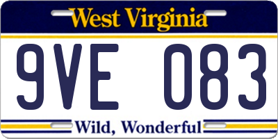 WV license plate 9VE083