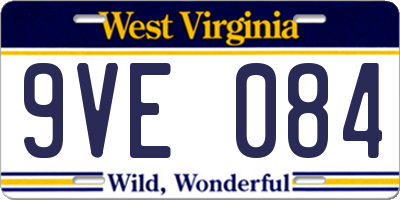 WV license plate 9VE084