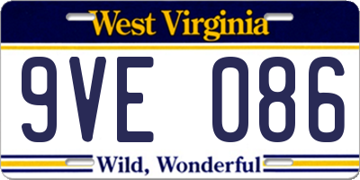 WV license plate 9VE086