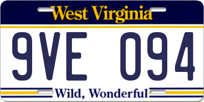 WV license plate 9VE094