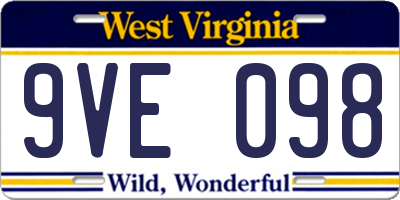WV license plate 9VE098