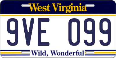 WV license plate 9VE099