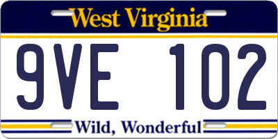 WV license plate 9VE102