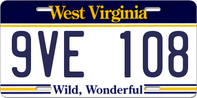 WV license plate 9VE108