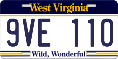 WV license plate 9VE110