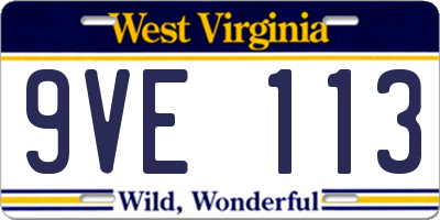 WV license plate 9VE113