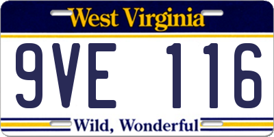 WV license plate 9VE116