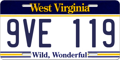 WV license plate 9VE119
