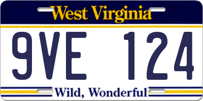 WV license plate 9VE124