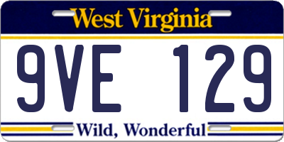 WV license plate 9VE129
