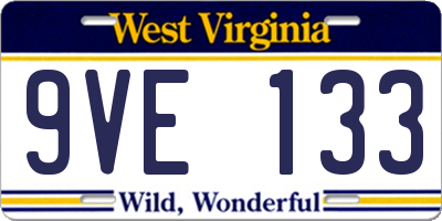 WV license plate 9VE133