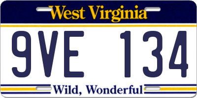 WV license plate 9VE134