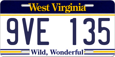 WV license plate 9VE135