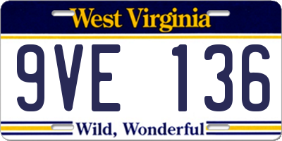 WV license plate 9VE136