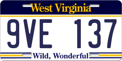 WV license plate 9VE137