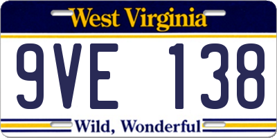 WV license plate 9VE138