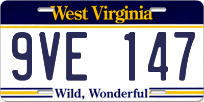WV license plate 9VE147