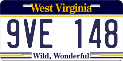 WV license plate 9VE148