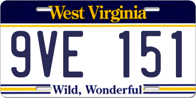 WV license plate 9VE151