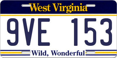 WV license plate 9VE153