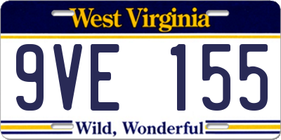 WV license plate 9VE155
