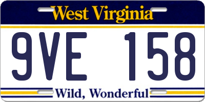 WV license plate 9VE158