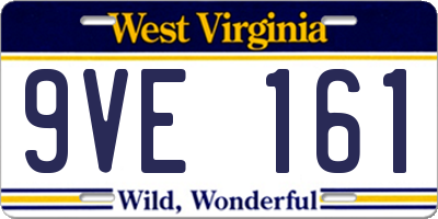 WV license plate 9VE161