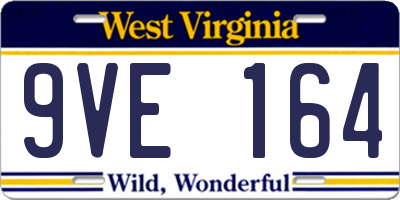 WV license plate 9VE164