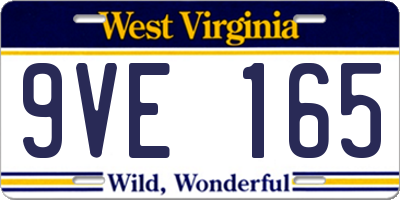 WV license plate 9VE165