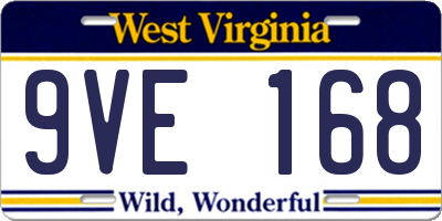 WV license plate 9VE168