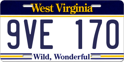 WV license plate 9VE170