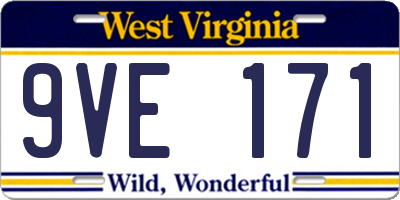 WV license plate 9VE171