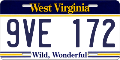 WV license plate 9VE172