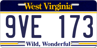 WV license plate 9VE173