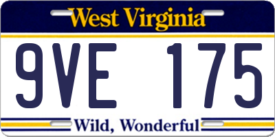 WV license plate 9VE175