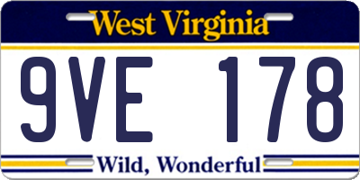 WV license plate 9VE178