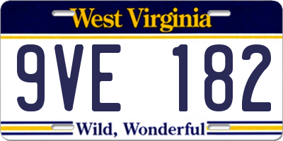 WV license plate 9VE182