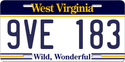 WV license plate 9VE183