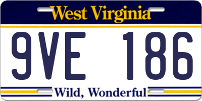 WV license plate 9VE186