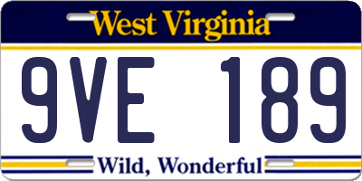 WV license plate 9VE189