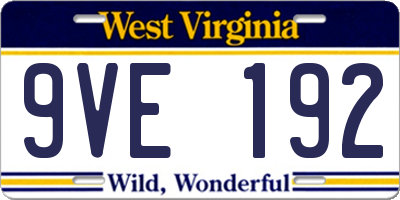 WV license plate 9VE192