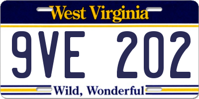 WV license plate 9VE202