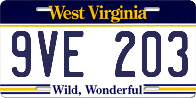 WV license plate 9VE203