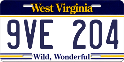 WV license plate 9VE204
