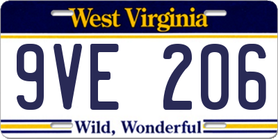 WV license plate 9VE206