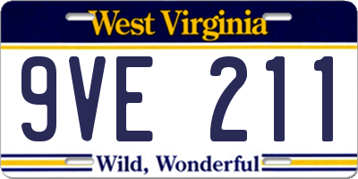 WV license plate 9VE211