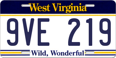 WV license plate 9VE219