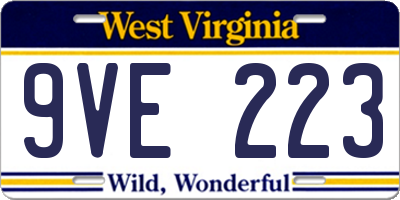 WV license plate 9VE223