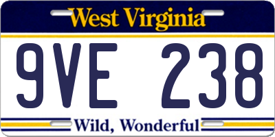 WV license plate 9VE238