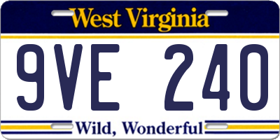 WV license plate 9VE240